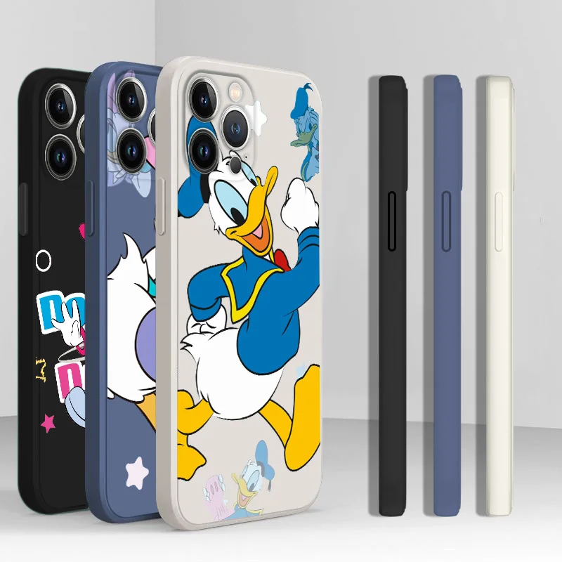 

Cute Donald Duck couple Phone Case Liquid Rope For iPhone 6 6S 7 8 plus 14 11 12 13 pro MAX 12 13 mini Funda Cover Back iPhone