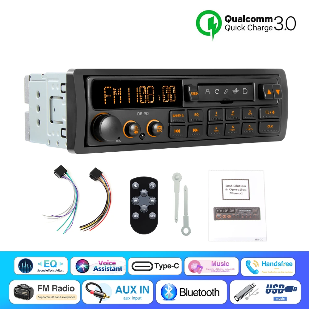 

1Din Автомобильный MP3-плеер Аудио Стерео Bluetooth AUX USB EQ FM AM RDS Классическое радио для Porsche Mercedes Benz BMW Audi VW Toyota