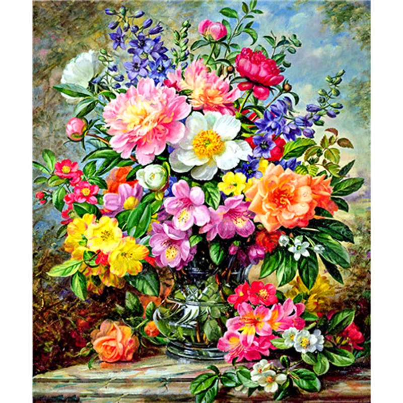 

DIY 5D Diamond Painting Full Round Flower Bouquet Cross stitch Embroidery Diamond Flowers Picture of Rhinestones Decor Mosaic