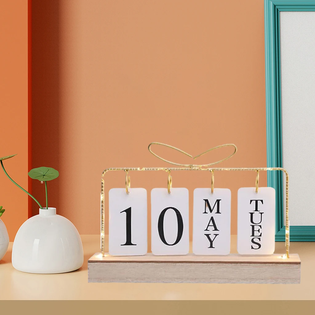 Деревянный вечный металлический календарь с откидной крышкой для ежедневного