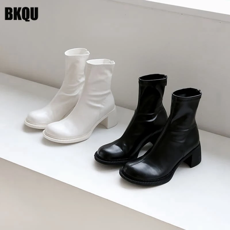 

Женские ботильоны из мягкой кожи, на толстом каблуке, на молнии