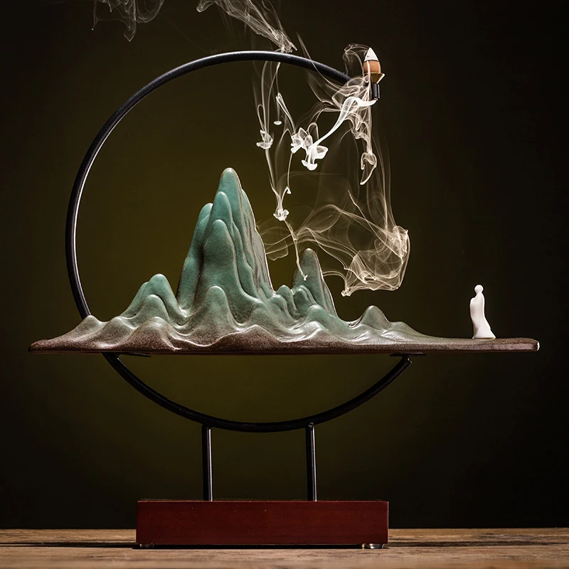 

Backflow Incense Burner Creative Smoke Waterfall Fountain Mountains Water Agilawood Incense Living Room Decoracion Zen I60B