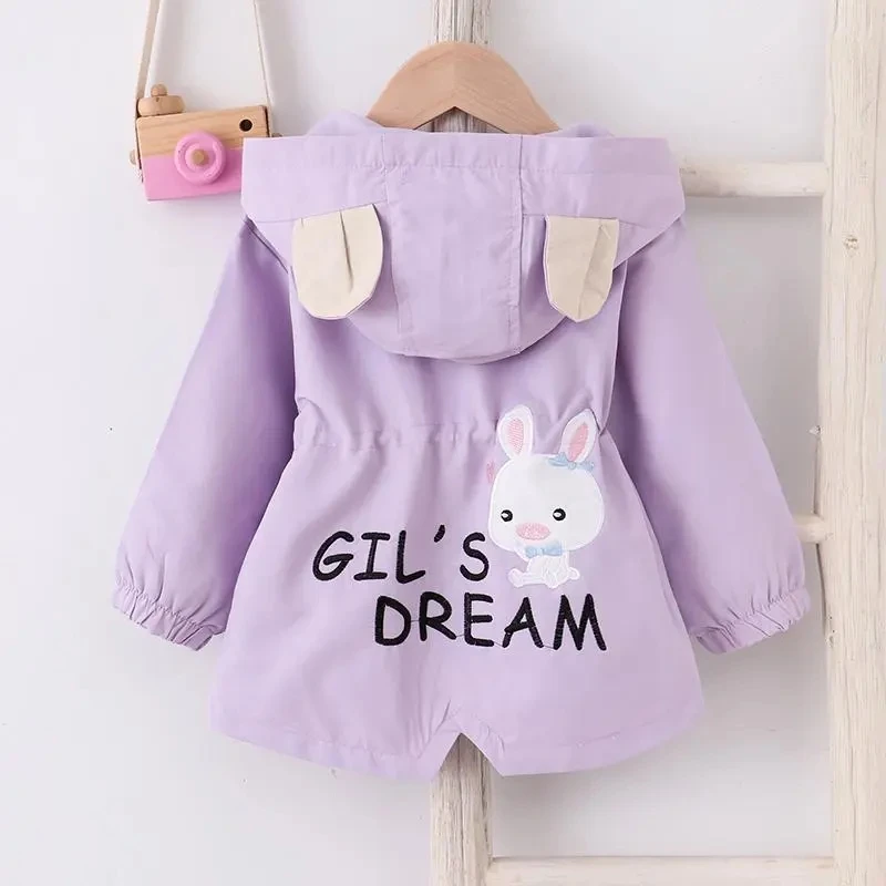 Girls Windbreaker Coat Children's Baby Spring Hooded Jacket Children's Clothing Spring and Autumn Outer Wear Tops GirlsTrench