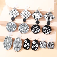 gothic black round irregular pattern party earrings for women abstract line square circle jewelry bijoux brincos femme