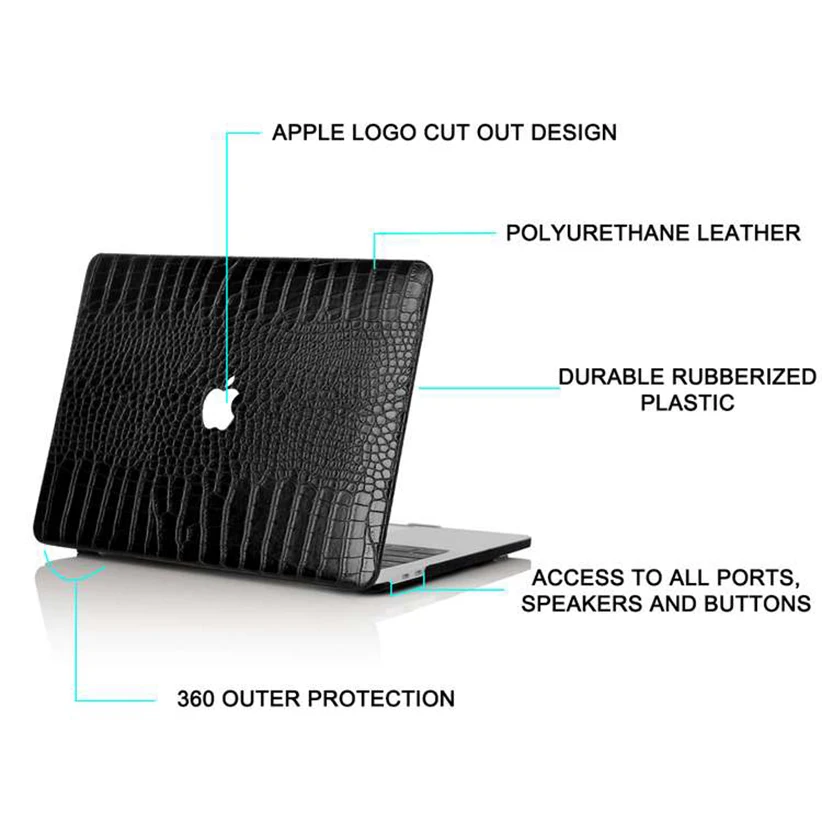 Жесткий чехол из крокодиловой кожи для MacBook Air 13 Pro 16 15 ноутбука Macbook A2337 аксессуары