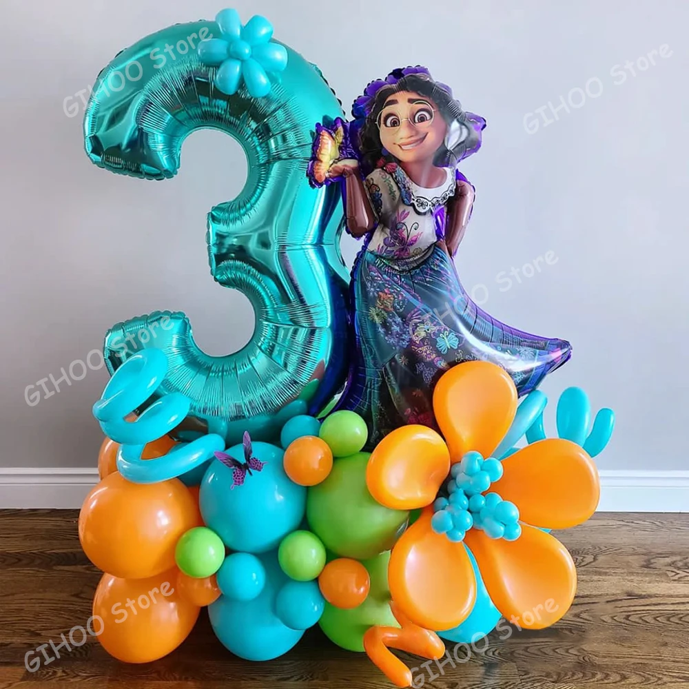 

1set Disney Encanto Mirabel Themed Aluminium Film Balloons Girls Cartoon Theme Birthday Party Air Globos Baby Shower Decorations