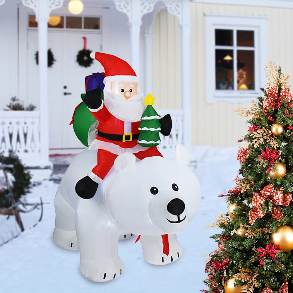 

Creative Inflatable Santa Riding Polar Bear Led Growing Inflatable Santa Claus Riding Polar Bear for Outdoor Xmas New Year Decor