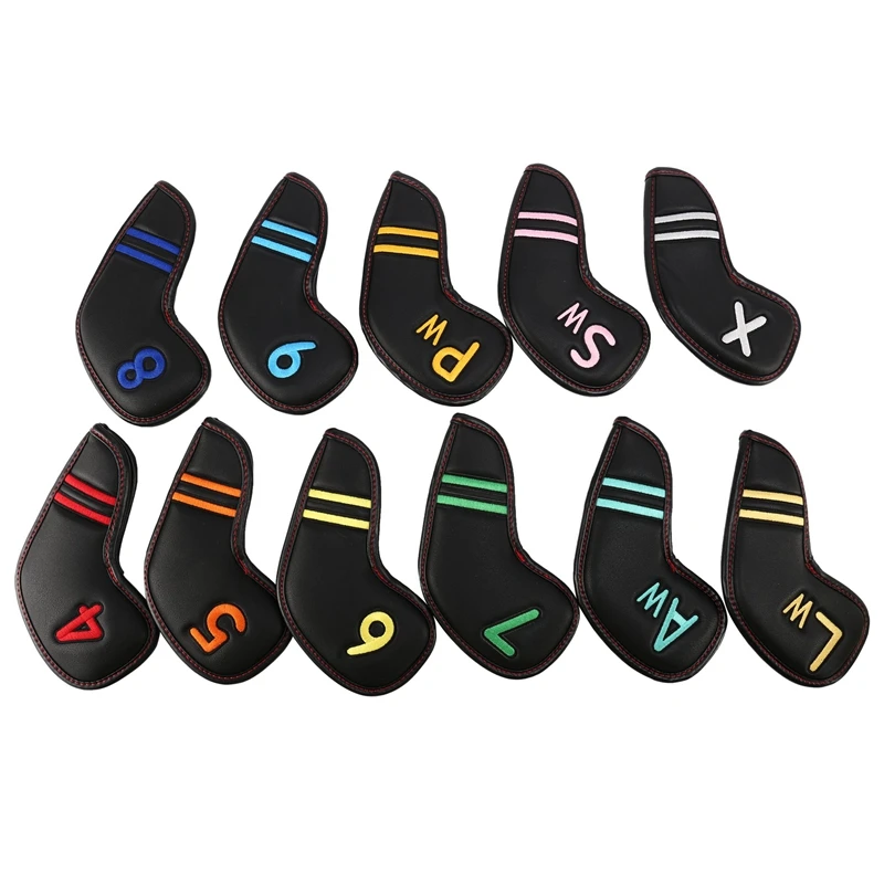 

Golf Iron Head Covers PU Leather Head Covers Headcover 11Pcs Set Colorful Number Embroideried Magnetic Headcovers