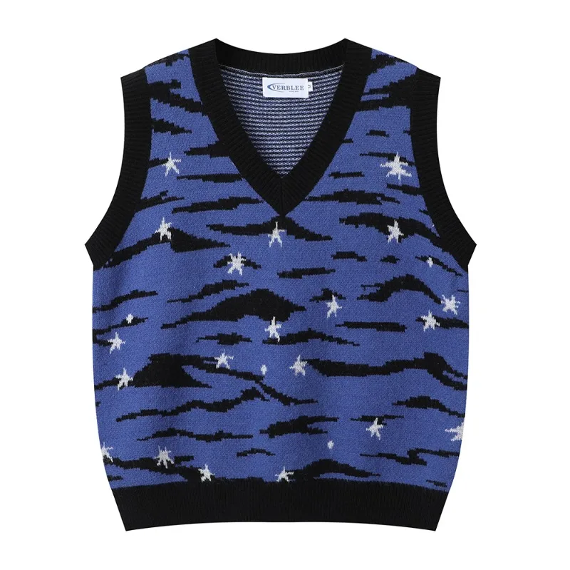 

Жилет мужской с V-образным вырезом и леопардовым принтом, Модный повседневный удобный мягкий Свободный вязаный жилет в стиле Харадзюку, парная кофта