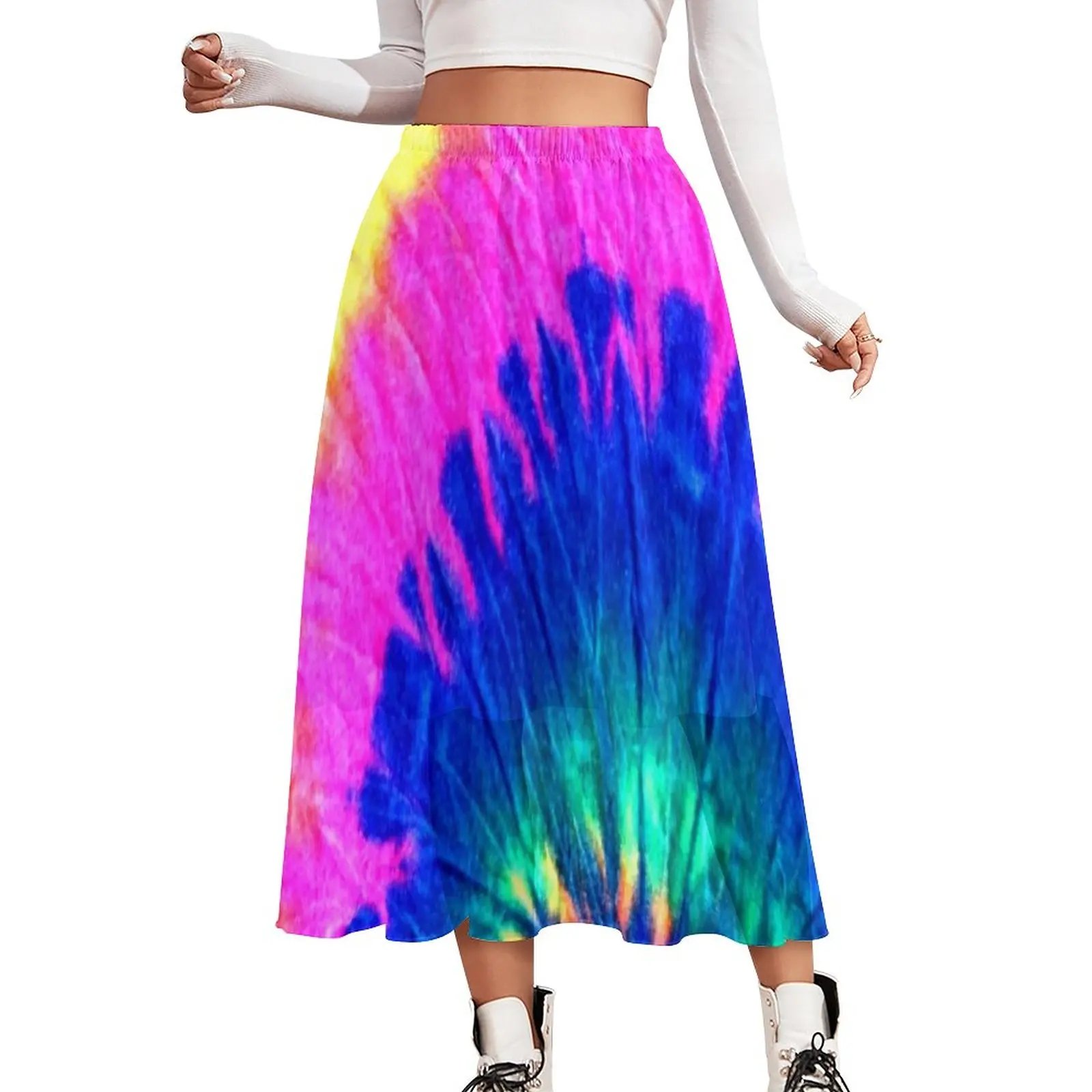 Женская шифоновая юбка с принтом длинная А-силуэта радуги | одежда