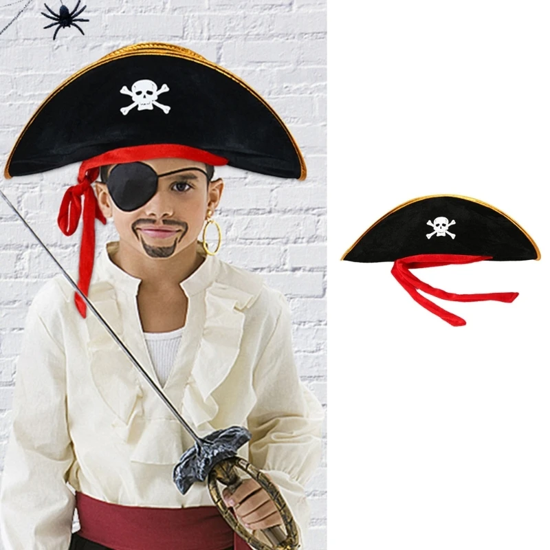 

Halloween Pirate Hat Skull Print Pirate Party Hat Halloween Cosplay Caribbean Pirate Hat Pirate Captain Hat Cosplay