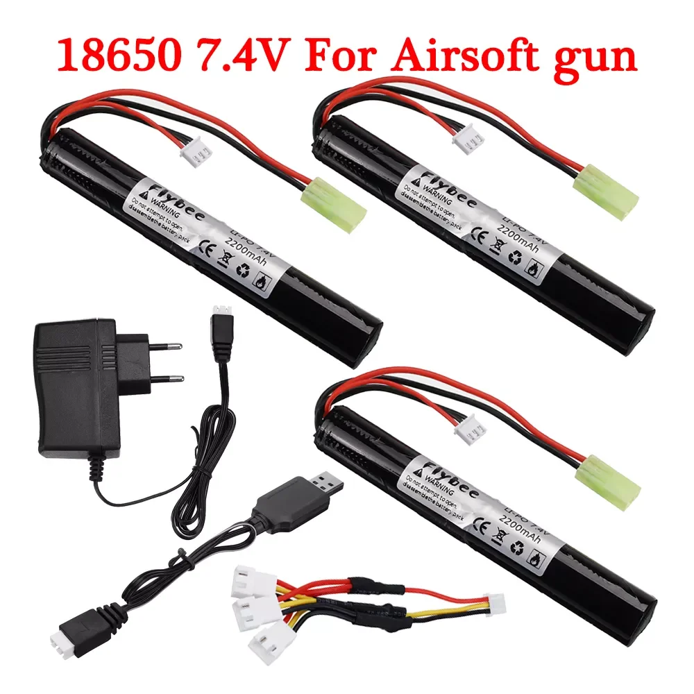 

NEW 7.4V Lipo Battery Airsoft gun battery AKKU For Mini Airsoft toys Gun Water gun 2S 2200mAh Battery model parts and USB charge