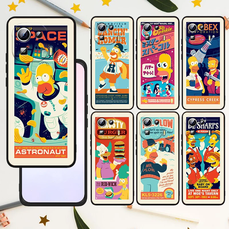 

Cartoon Cute Simpsons For Xiaomi Mi 12 12X 11T 11 11i 10i 10T 10S Note 10 9T 9 SE Lite Ultra Pro 5G Black Capa Phone Case