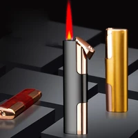 mini butane gas lighter red flame windproof ultra thin metal lighter cigarette lighter gift unusual lighters gadgets for men