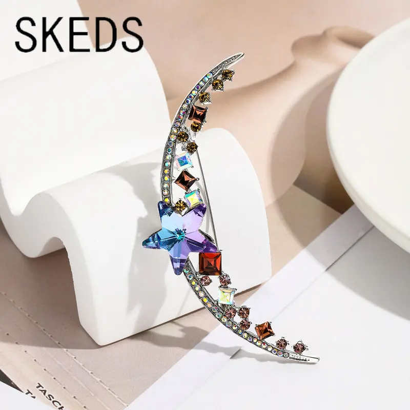 SKEDS Новое поступление женские креативные блестящие броши с луной и звездой