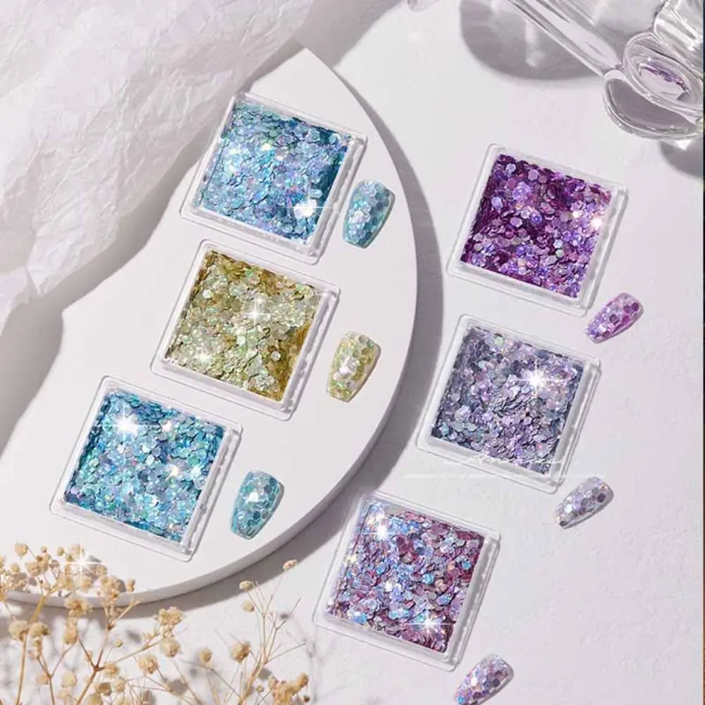 

Shiny Hexagon Sequins Ornaments DIY Auroral Snowflakes Manicure Accessories Nail Sequins Manicure Paillette Flakes
