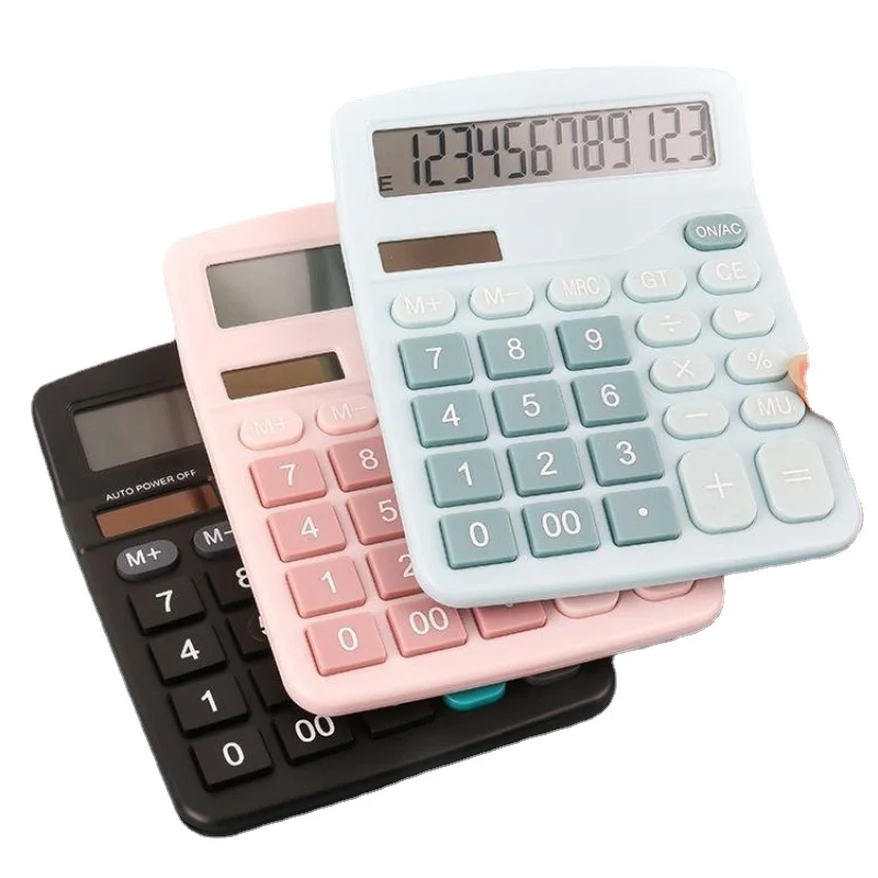 

12 digit dual power calculator, real financial accounting, office color solar screen, student learning