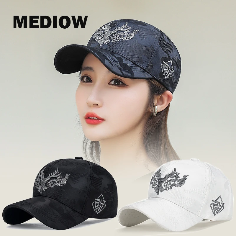 

Casual Baseball Cap For Women Luxury Designer Hat 2023 New In Cotton Camouflage Silver Thread Embroidery Totem Sun Protection