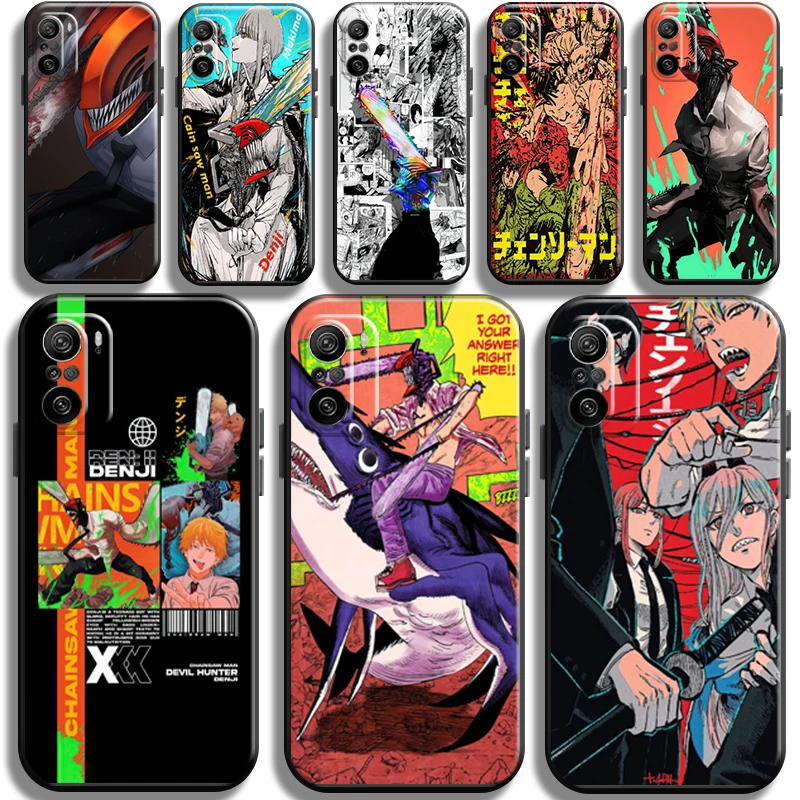 

Anime Chainsaw Man Pattern Phone Case For Xiaomi Redmi K40 K40 Pro K40 Gaming TPU Full Protection Liquid Silicon Cover Cases