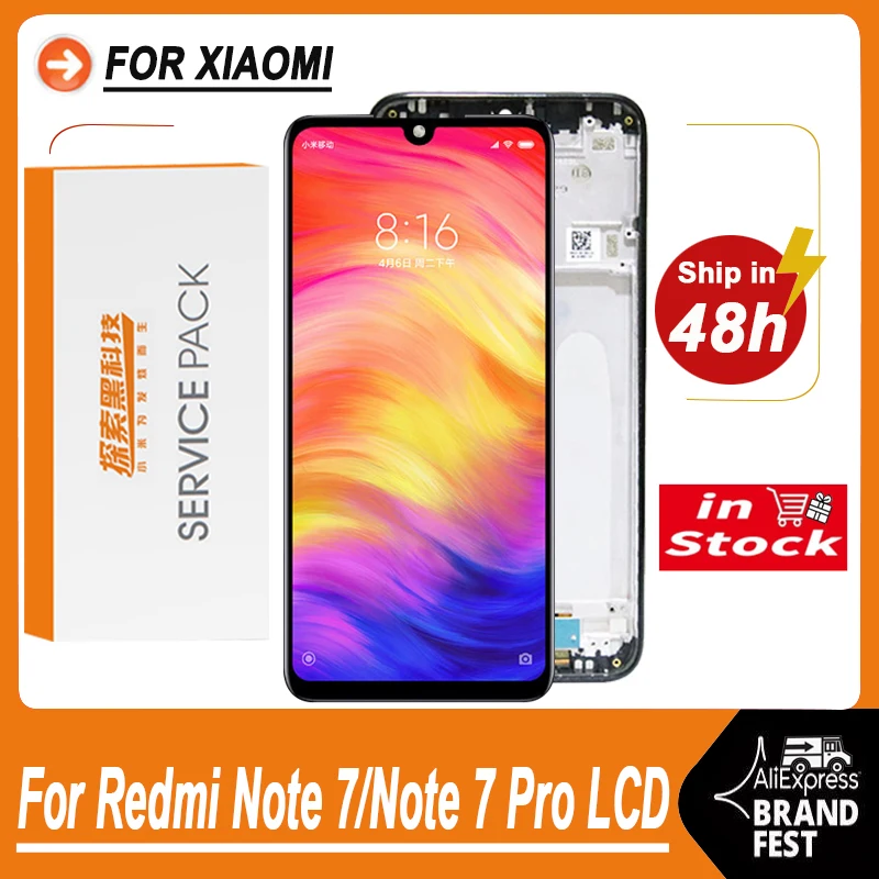 100% Оригинальный ЖК-дисплей 6 3 ''для Xiaomi Redmi Note 7 с рамкой экран дисплея замена