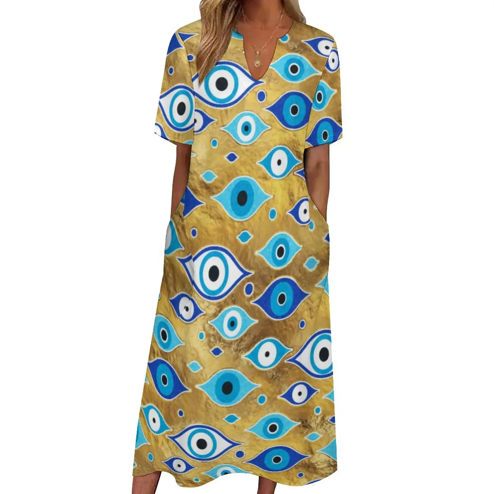 

Платье-макси летнее с греческим амулетом, в стиле бохо