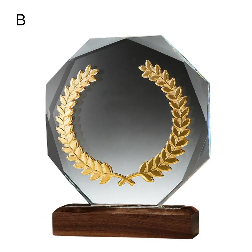 

Unique Pentagram Trophy Artistic Eco-friendly Engraved Glass Wheat Award Annual Meeting Medal Faux Crystal Trophy