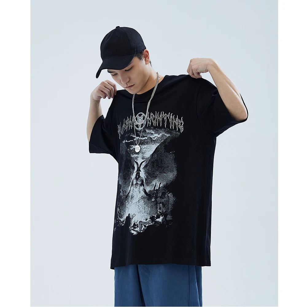 Мужская хлопковая футболка LockTheIdea в стиле Харадзюку с принтом демонов готическом