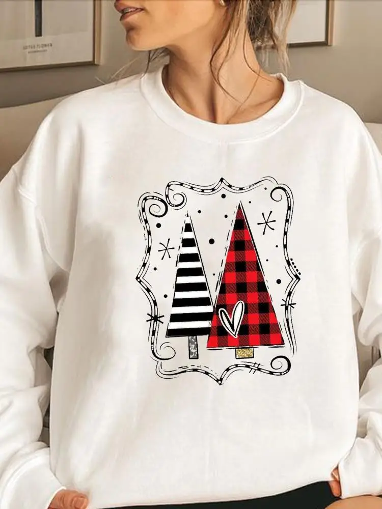 

Plaid Tree Lovely Trend Graphic Sweatshirts Merry Christmas Women Clothing Lady Print Fashion Woman Hoodies Female Pullovers