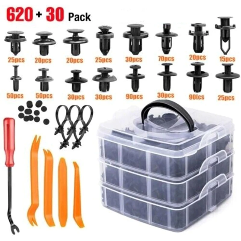 

Auto Fastener Vehicle Bumper Clips Pin Retainers Rivets Door Panel Liner 650Pcs Drop Shipping