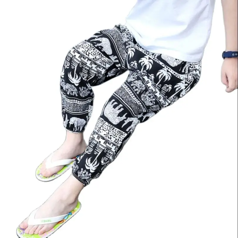 Летние свободные брюки для маленьких мальчиков и девочек тонкие длиной до