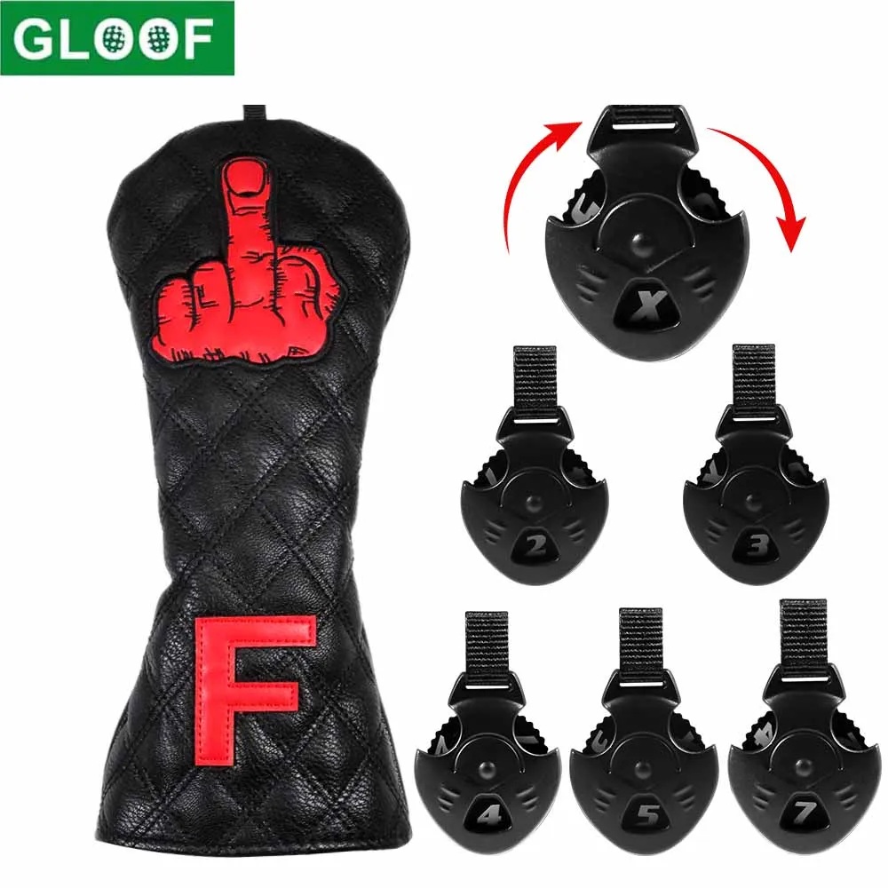 

Golf Woods Headcovers Covers For Driver Fairway Hybrid 1F UT Clubs Set Heads PU Leather Unisex Protector Golf Accessories