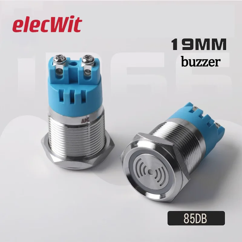 Металлический зуммер, 19 мм, постоянный ток 12 В, 24 В, мигающий красный, светильник высокий децибел, звуковой сигнал из нержавеющей стали