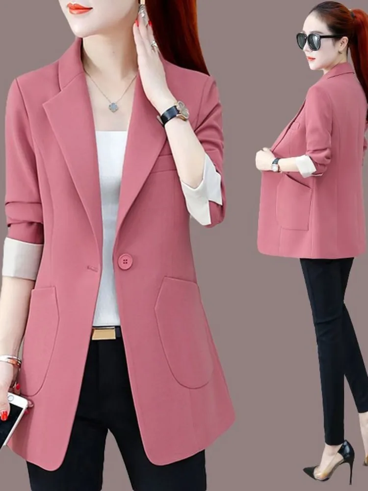 

Women's Coat New Fashion Korean Long Sleeve Blazers Chic Office Lady Professional Casual Vintage Office Ladies Blazer Tops