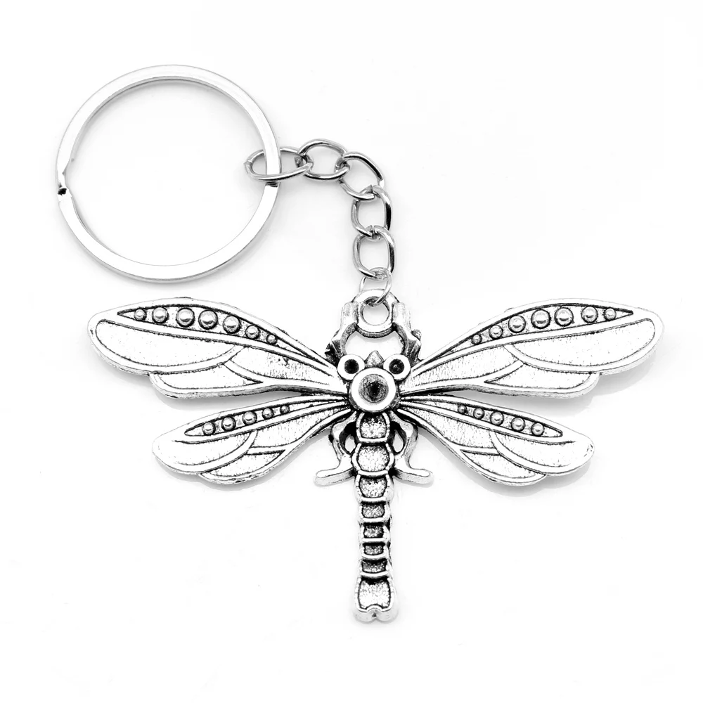 

1pcs Antique Silver Color 42x72mm Dragonfly Keychain Handmade Jewerly Diy