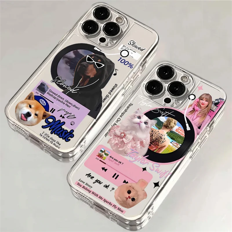 Record-Swift Singer T-Taylor-Clear Space Phone Case For Samsung S20 S21 S22 S23 S24 S25 Fe Plus Ultra Note10 4G 5G Transparent