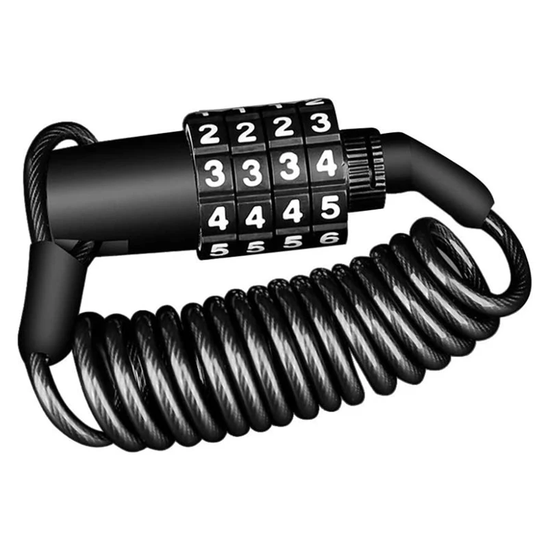 

Bike Lock Mini Portable Helmet Steel Cable Lockstitch Chain Durable 4 Digit Password Combination Anti-Theft Cable Lock