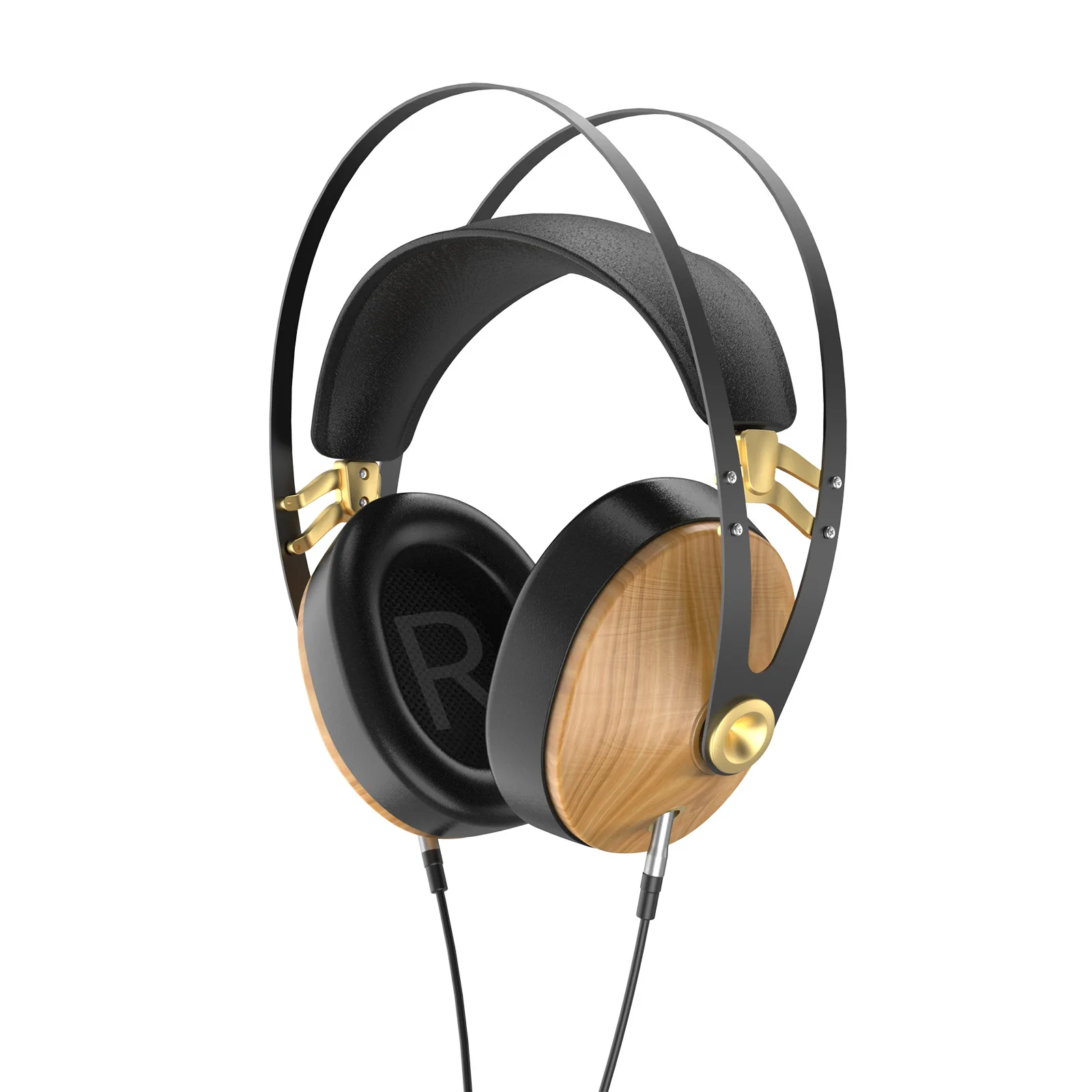 

Retro Metal Headworn Wired Game HIFI Earphones Esports Music Computer Phone Earphones Enthusiasts Ultra High Pitched Wood Color