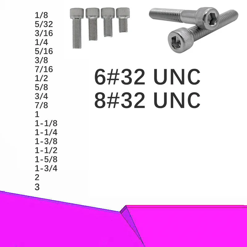 

50pcs 6# 8#-32 UNC Stainless Steel 304 American Cylindrical Head Hexagon Socket Screw British Cup Head Knurling Machine Screw