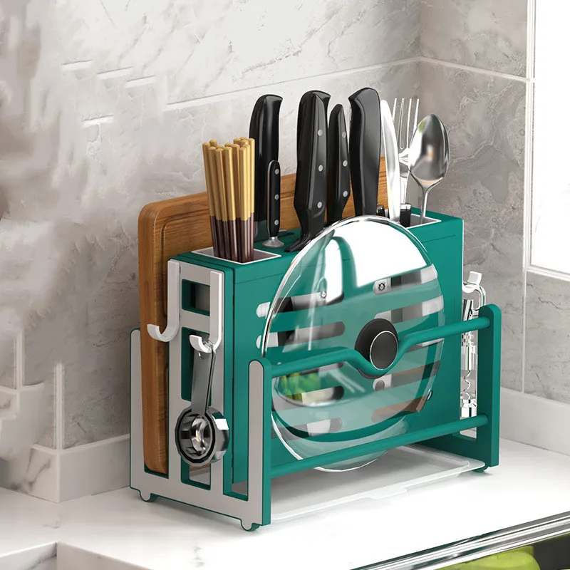 

Multi-purpose Kitchen Storage Rack Chopsticks Tube Pot Cover Integrated Storage Rack Kitchen Accessories