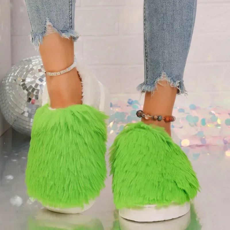 Women's 2024 autumn and winter new plush home lazy cotton slippers anti slip durable fashionable warm shoes