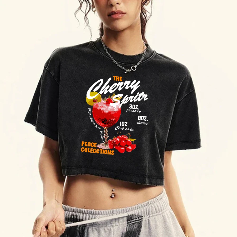 Женские потертые футболки с принтом Cherry Sprits летняя футболка в стиле хип-хоп