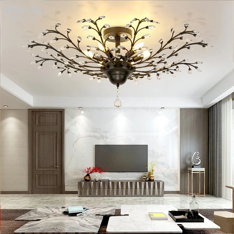 

Post-modern Style Creative Table Hanging Lamp American Style Retro Luxury Crystal Chandelier For Living Room Bedroom Dining Room