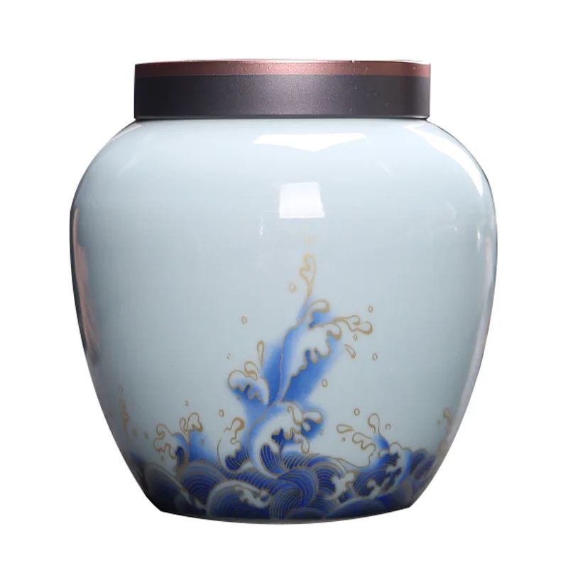 

Tea Tins Ceramic Box Hermetic Pot Tea Storage Container Teabox Ceramic Jar With Lid Organizer Tin Pots Canister Caddy Can Pet