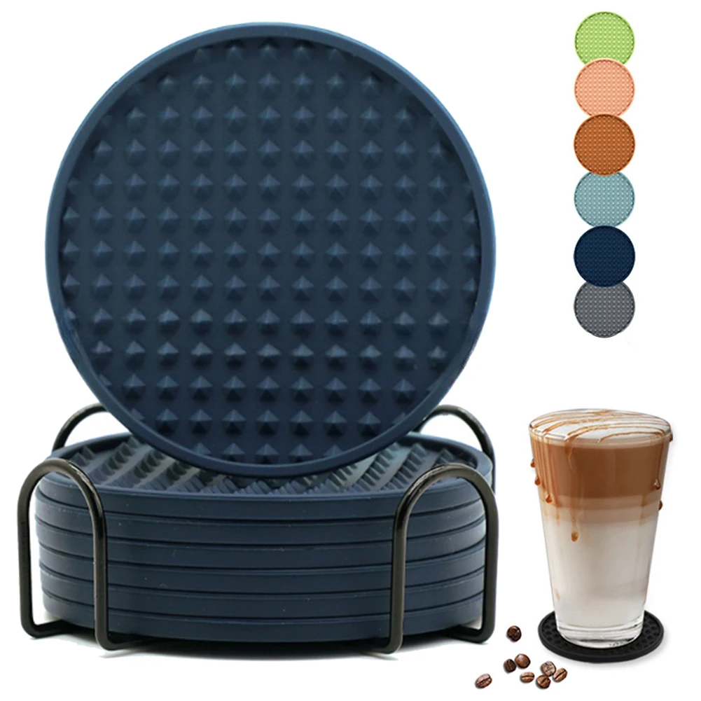 

6pcs Silicone Coaster Non-slip Heat Resistant Coffee Coaster Reusable Cup Mat Insulated Coaster Dishwasher Safe Silicone Mat