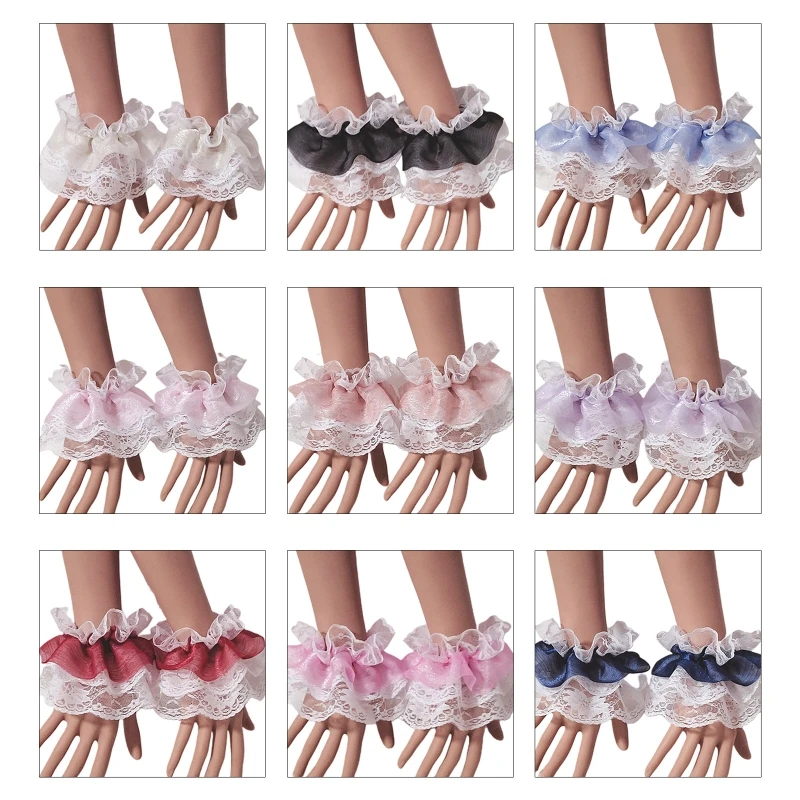 

Detachable Shirt Pleated Horn Cuffs Flare Sleeve False Cuffs Solid Color Pleated Wristband Decorative Women Clothing Accessories