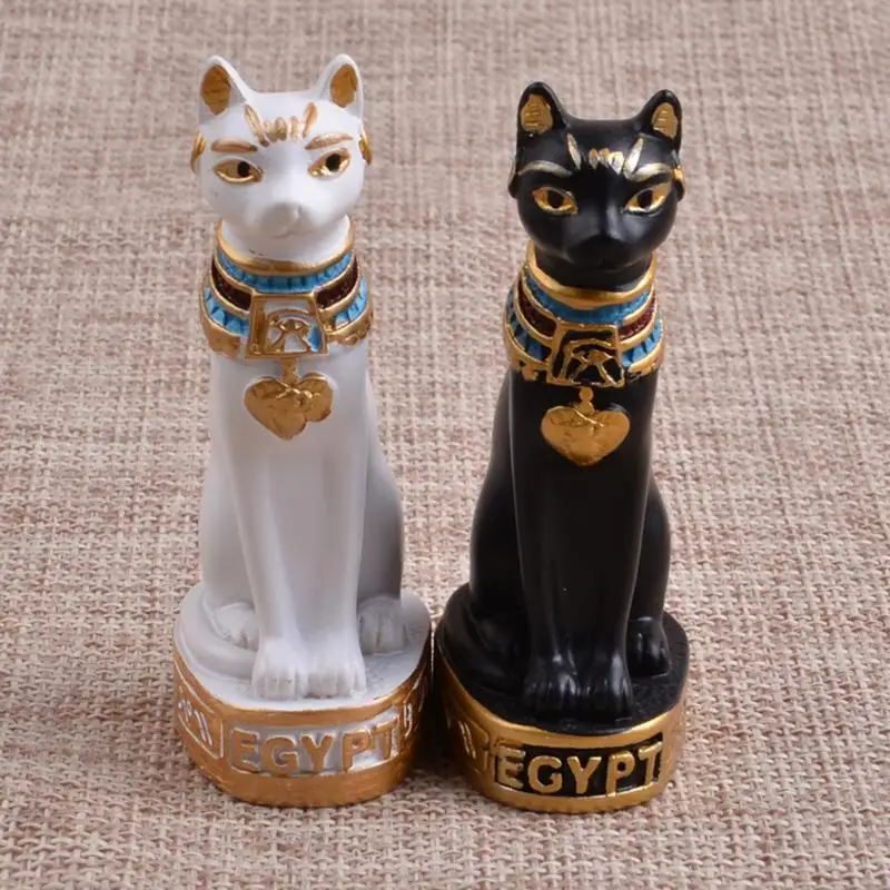 

Egyptian Cat Figurine Vintage Cat Goddess Statue Resin Cat Miniature For Desktop Decoration Egypt Bastet Collectible Ornament