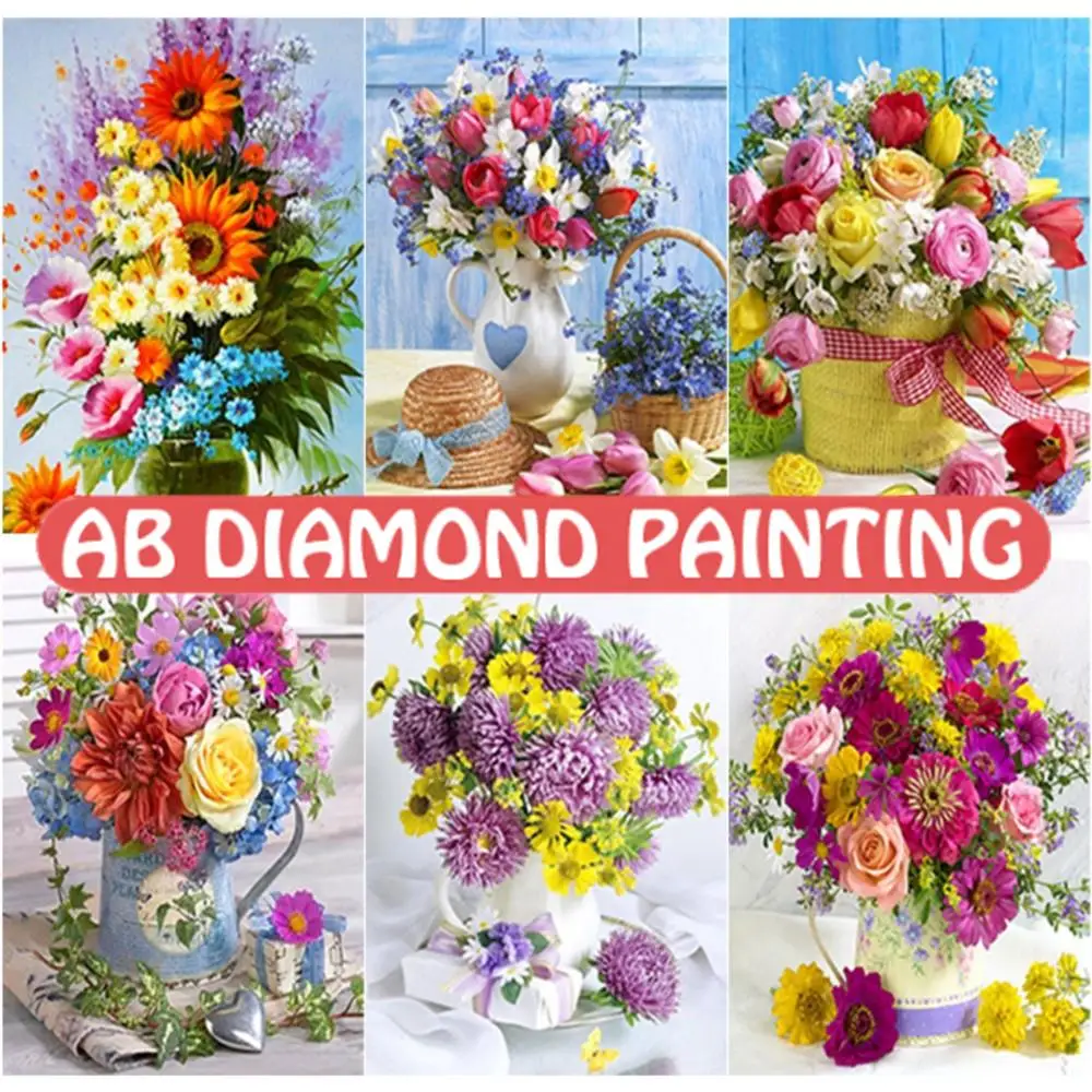 

New 5D DIY Diamond Painting Fresh Flowers Diamond Embroidery Scenery Cross Stitch Full Square Round Drill Home Decor Manual Gift