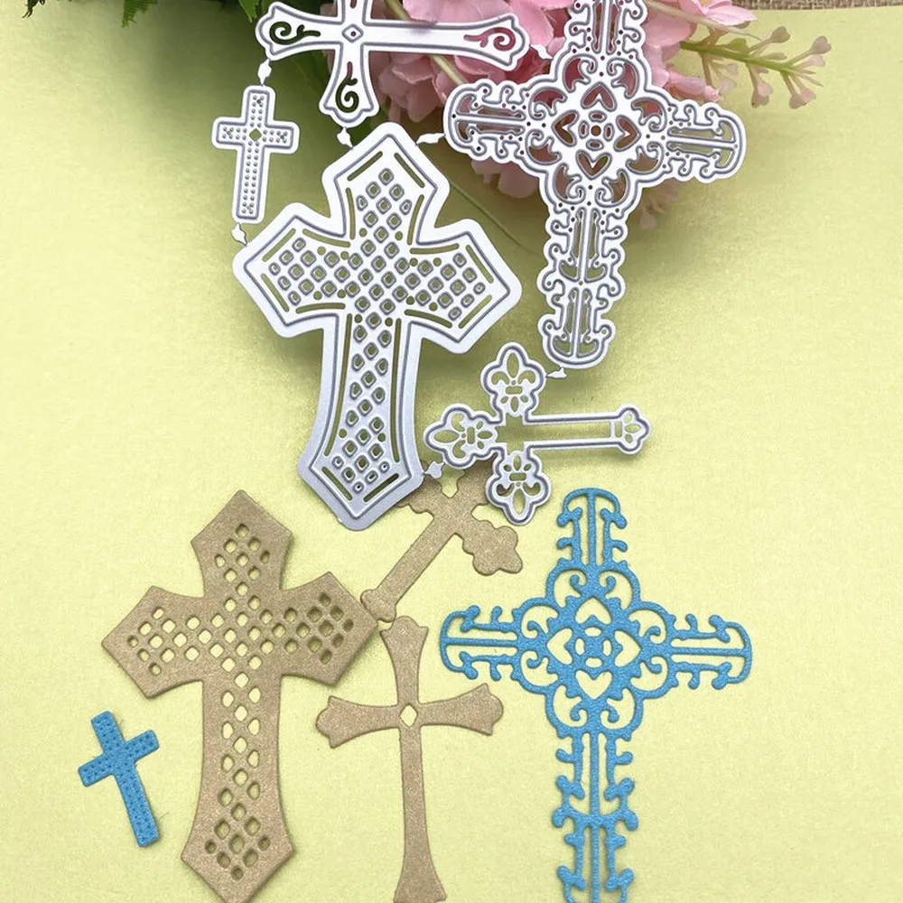 

5pc Cross Set Metal Cutting Dies Scrapbooking Stencil Die Cuts Card Making Craft Embossing New Dies For 2021