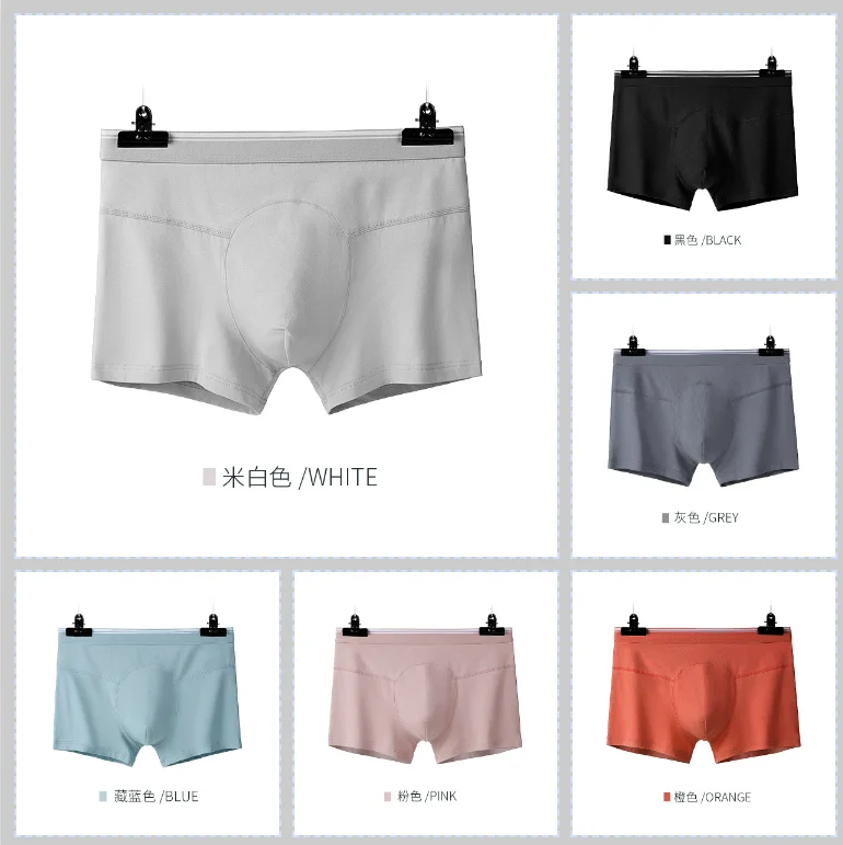 

Men's Cotton Solid Colour Boxer Briefs Mid-waist Cozy Breathable Antibacterial Youth Trousers Four Corner Shorts UConvex Design