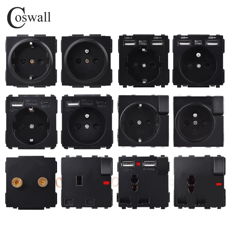 Зарядное устройство COSWALL C1 E20 X2 L1 S08 черное Универсальное зарядное USB